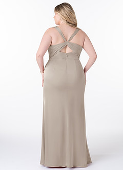 Azazie Mero Robes de demoiselle d'honneur Robe Fourreau en Satin extensible Plissée Givre image7