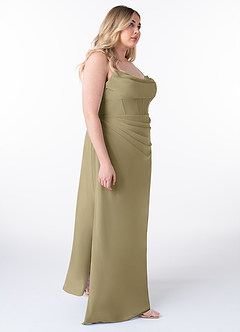 Azazie Mai Bridesmaid Dresses Moss Green Sheath Pleated Chiffon Dress image10