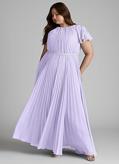 Azazie Kara Modest Bridesmaid Dresses A-Line Pleated Chiffon Floor-Length Dress image12