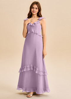 Azazie Tavie Junior Wisteria A-Line Ruched Chiffon Dress image3