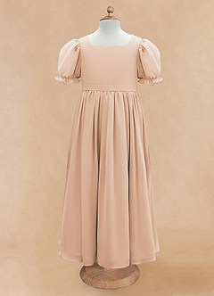 Azazie Joss Flower Girl Dresses English Rose A-Line with Sleeves Chiffon Dress image5