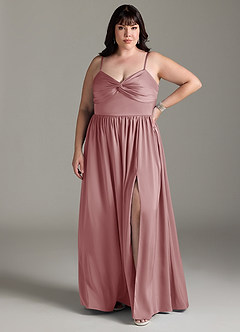 Azazie Zeya Bridesmaid Dresses Dusty Rose A-Line Pleated Stretch Satin Dress image9