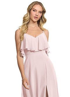 Azazie Jean Robes de demoiselle d'honneur Robe Trapèze Convertible en Mousseline de soie Rose Pâle image4