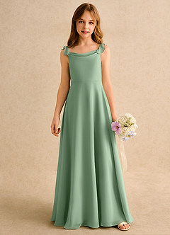 Azazie Puppy Girls Formal Flower Girl Dresses Matcha A-Line Pleated Chiffon Dress image5