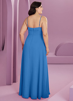 Barbie ♥ Azazie Jurken voor bruidsmeisjes Jurk van Chiffon met A-Lijn met Zakken Blauwe Gaai image8