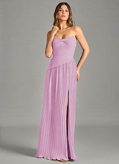 Azazie Becka Bridesmaid Dresses Candy Pink A-Line Strapless Chiffon Dress image1