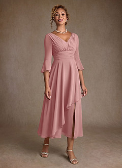Azazie Aerynne Mother of the Bride Dresses Dusty Rose A-Line Pleated Chiffon Dress image1