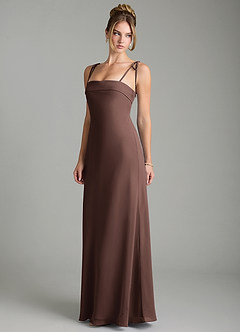 Azazie Ellia Robes de demoiselle d'honneur Robe Trapèze en Mousseline de soie Nœud Ganache image3