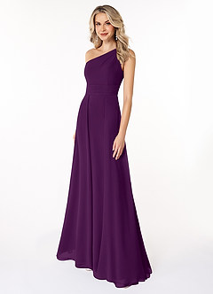 Azazie Dallas Brautjungfernkleider A-Linie One-Shoulder Chiffon Kleid Traube image1