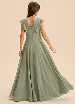 Azazie Anysa Junior Robe Trapèze en Mousseline de soie Rayé Pistache image2