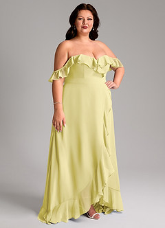 Azazie Lyra Brautjungfernkleider Wandelbar A-Linie Cabrio Chiffon Kleid Zitronensorbet image3
