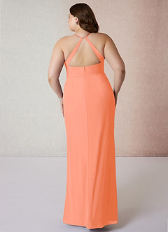 Azazie Becca Bridesmaid Dresses Sunset Sheath V-Neck Chiffon Dress image8