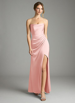 Azazie Leonis Final Sale Sangria Mermaid Pleated Stretch Satin Convertible Dress image5