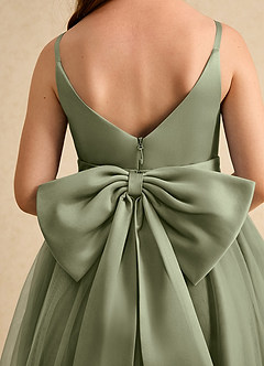 Azazie Patootie Flower Girl Dresses Pistachio A-Line Spaghetti Strap Tulle Dress image6