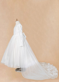 Azazie Elodie Robe Demoiselle D'honneur Fillette Robe Princesse en Dentelle Ivoire image14