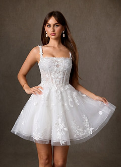 Azazie Darcy Wedding Dresses Diamond White A-Line Lace Dress image3