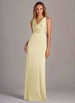 Azazie Wrenlee Bridesmaid Dresses Lemon Sorbet A-Line Stretch Satin Dress image1