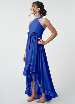 Azazie Hermione Junior Robe Trapèze en Mousseline de soie Bleu Roi image4