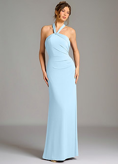 Azazie Valentina Bridesmaid Dresses Sky Blue Mermaid Pleated Premium Stretch Jersey Dress image5