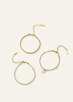 front Letter Zircon Bracelet Chain Set