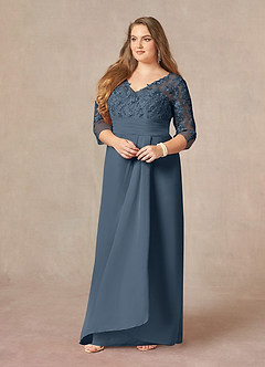 Azazie Joan Mother of the Bride Dresses Neptune Sheath V-Neck Lace Chiffon Dress image8