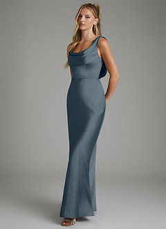 Azazie Elena Bridesmaid Dresses Twilight Mermaid Pleated Stretch Satin Dress image5