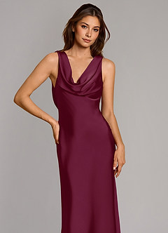 Azazie Cheryl Bridesmaid Dresses Mulberry Mermaid Stretch Satin Dress image6