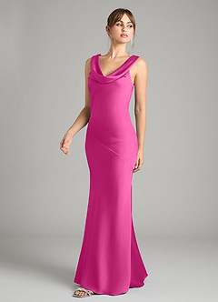 Azazie Rylina Bridesmaid Dresses Fuchsia Mermaid Stretch Satin Dress image4