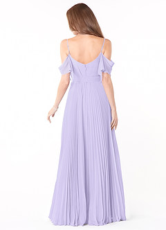 Azazie Lyney Robes de demoiselle d'honneur Robe Trapèze en Mousseline de soie Épaule décolletée Lilas image2