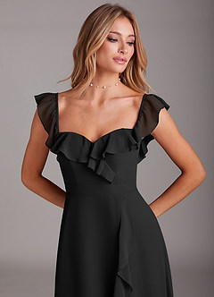 Azazie Lyra Bridesmaid Dresses Black A-Line Chiffon Convertible Dress image10