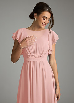 Azazie Daphne vestidos de dama de honor modestos Vestido de Corte en A Volantes Hasta el suelo Gasa image5