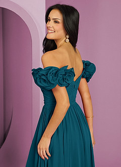 Barbie ♥ Azazie Bridesmaid Dresses Ink Blue A-Line Off the Shoulder Chiffon Convertible Dress image8