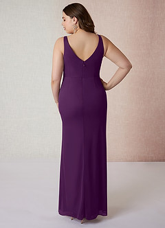Azazie Leandra Bridesmaid Dresses Grape Mermaid V-Neck Pleated Mesh Dress image9