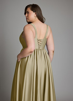 Azazie Delmie Robes à essayer chez vous Robe Trapèze en Satin extensible Corset Noir image13