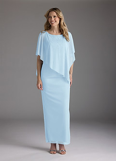 Azazie Aspyn Mother of the Bride Dresses Sky Blue Sheath Beaded Mesh Dress image3