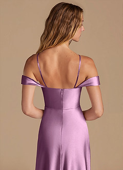 Azazie Jackalin Bridesmaid Dresses Wisteria A-Line Off the Shoulder Metallic Satin Convertible Dress image2