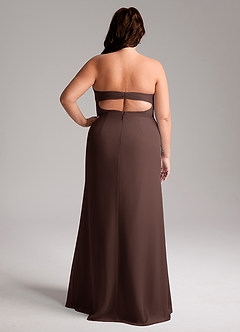 Azazie Leonis Vestidos de damas de honor Vestido de Ganache de Gasa de Corte Recto Convertible con Sin tirantes image10