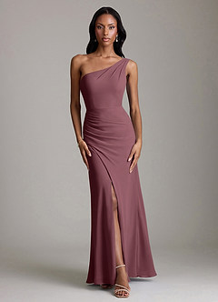 Azazie Madelyn Bridesmaid Dresses Sangria Mermaid One Shoulder Chiffon Convertible Dress image7