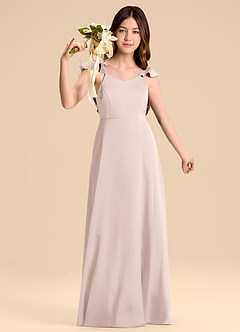 Azazie Everett Junior Vestido de Rosa Rubor de Satén Elástico de Corte en A con Lazo image4