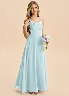 Azazie Gia Junior Mist A-Line Pleated Chiffon Dress image5