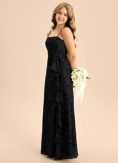 Azazie Kaylee Junior Vestido de Negro de Devorado Floral de Corte en A con Con cinturón image3