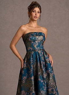 Vestido Floral Verde Azulado Largo Xamira image6
