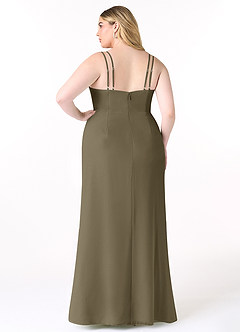 Azazie Leo Bridesmaid Dresses Willow Green Mermaid V-Neck Pleated Chiffon Dress image8