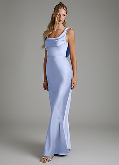 Azazie Elena Bridesmaid Dresses Ice Mermaid Pleated Stretch Satin Dress image4