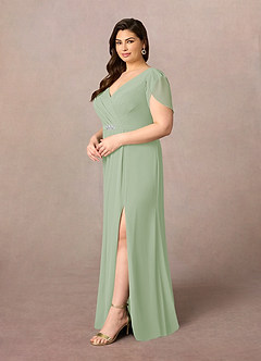 Azazie Marianne Mother of the Bride Dresses Dusty Sage Sheath V-Neck Pleated Chiffon Dress image8