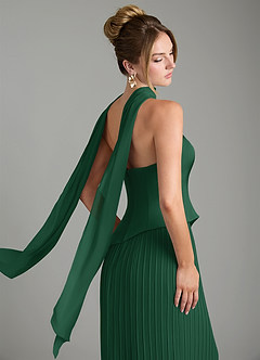 Azazie Tierney Vestidos de damas de honor Vestido Verde Oscuro de Gasa de Línea A Convertible con Palabra de honor image11