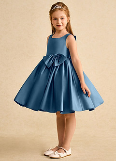 Azazie Jessie Flower Girl Dresses Bermuda A-Line Bow Matte Satin Dress image4