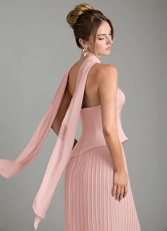 Azazie Tierney Bridesmaid Dresses Powder Pink A-Line Strapless Chiffon Convertible Dress image11