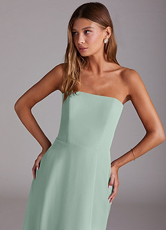 Azazie Wren Bridesmaid Dresses Agave A-Line Side Slit Chiffon Convertible Dress image2