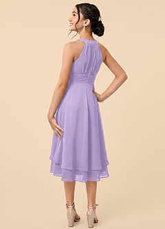 Azazie Linna Junior Lilac A-Line Pleated Chiffon Dress image4